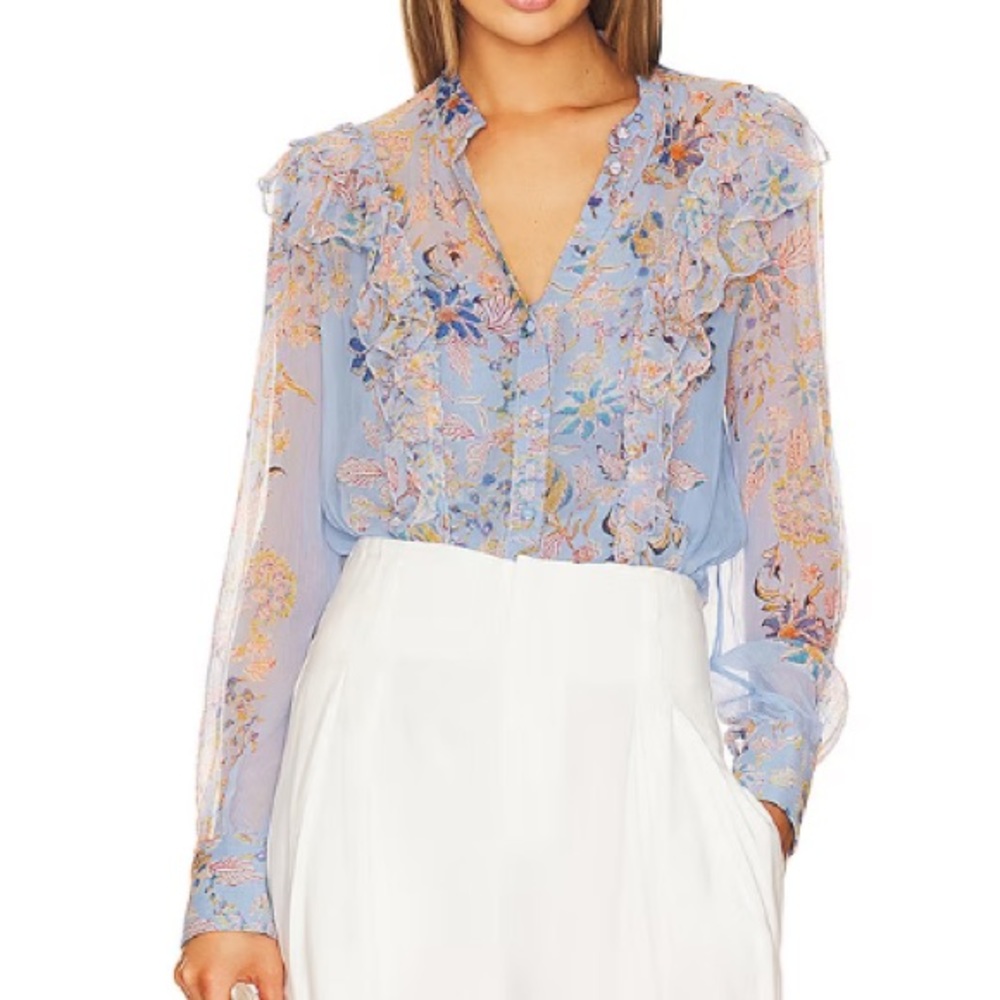 HEMANT AND NANDITA Lyna Shirt with Slip in Sky Blue